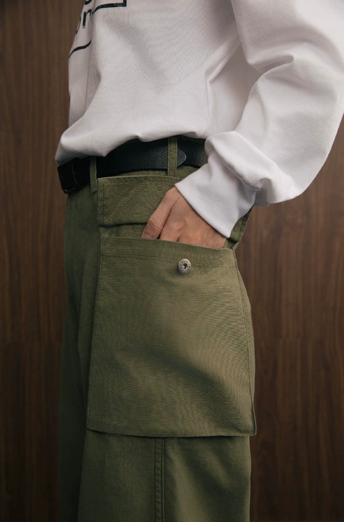 (SPTF) AW24 P43 Straight Loose Double Pocket Cargo Trousers