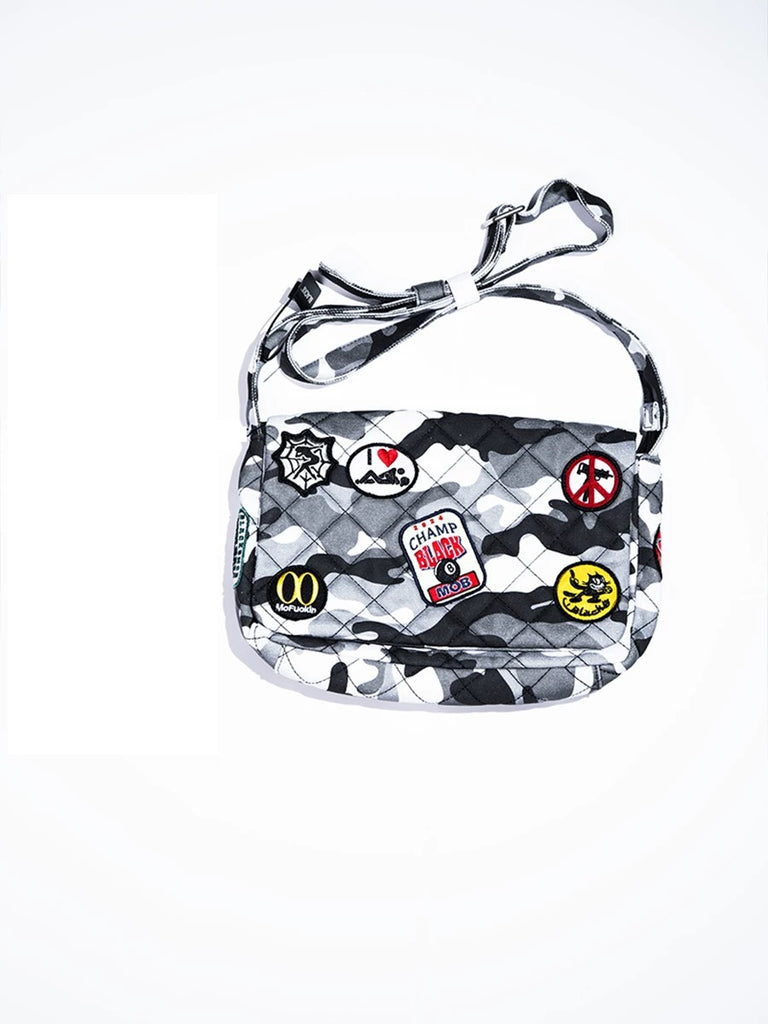 BLACK8MOB Snow Camouflage Badge Crossbody Bag