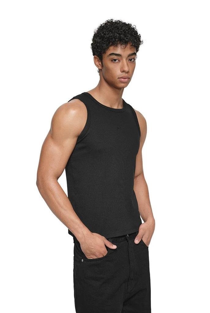 AaNn Normcore Essential Black Ribbed Tank Top