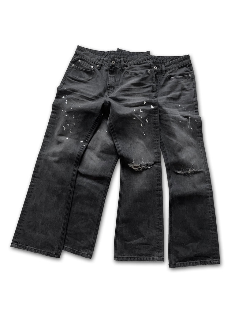 Construction Site Splatter Distressed Flared Jeans