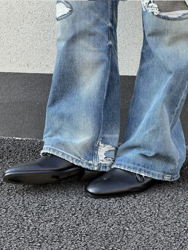 HermitCreate Reverse Stitch Distressed Denim