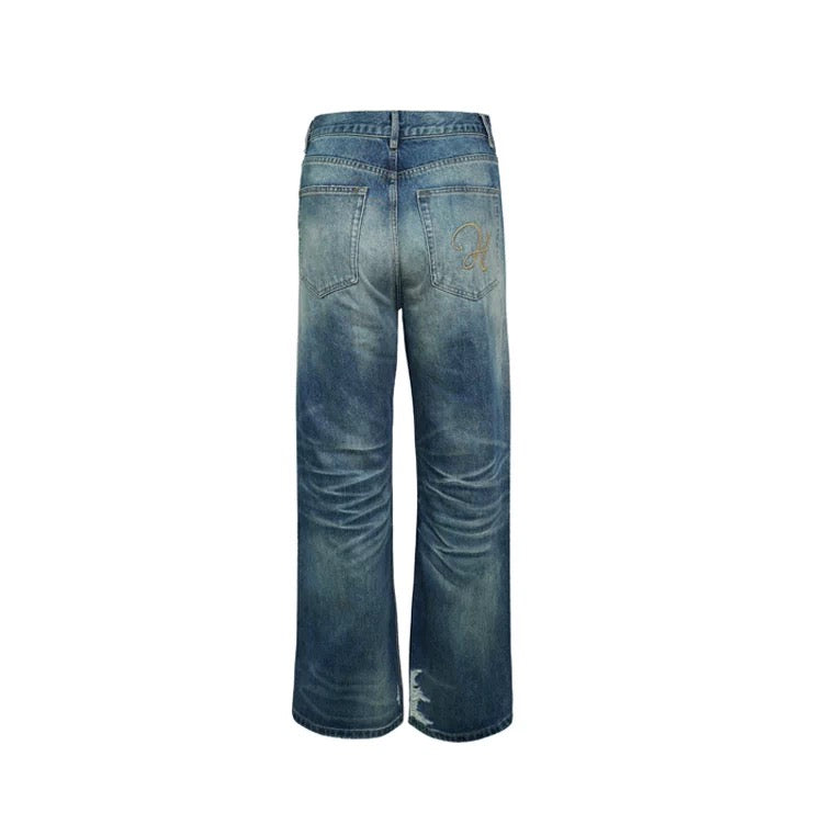 HermitCreate Reverse Stitch Distressed Denim
