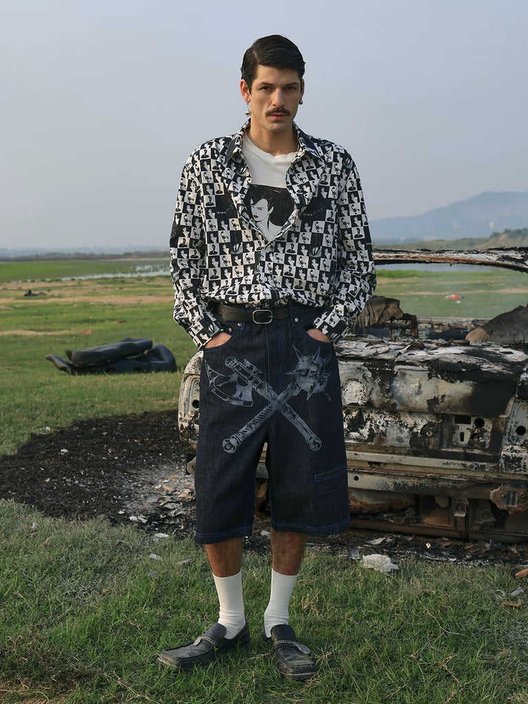 SONGAADON Warforged Raw Denim Shorts