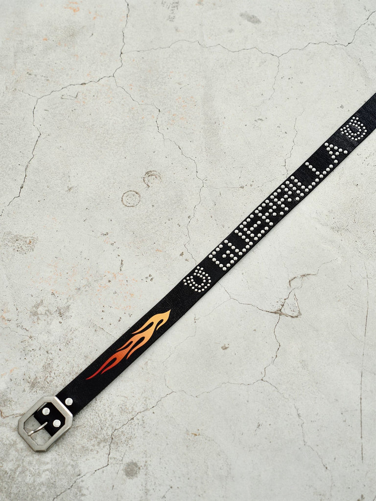 Soul Guerrilla Studded Flame Cowhide Belt