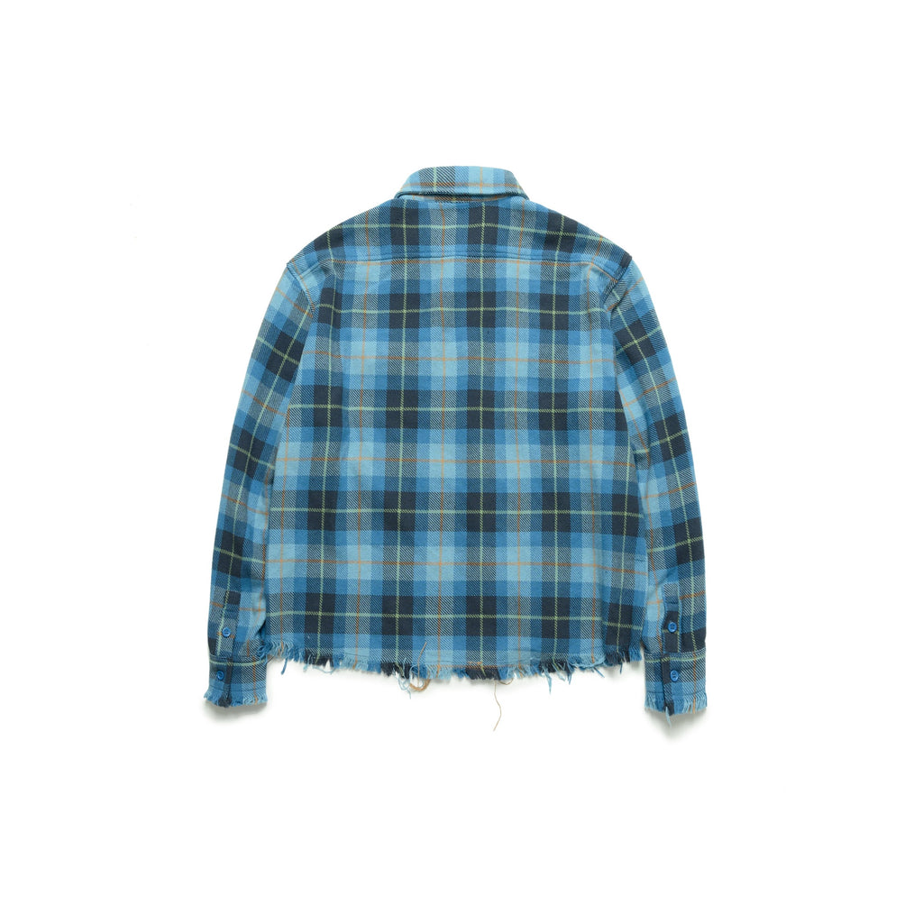NLH Distressed Long-sleeve Plaid Shirt