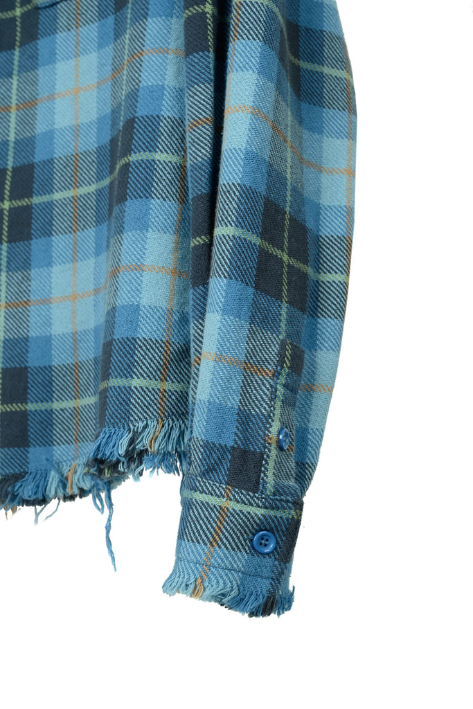 NLH Distressed Long-sleeve Plaid Shirt