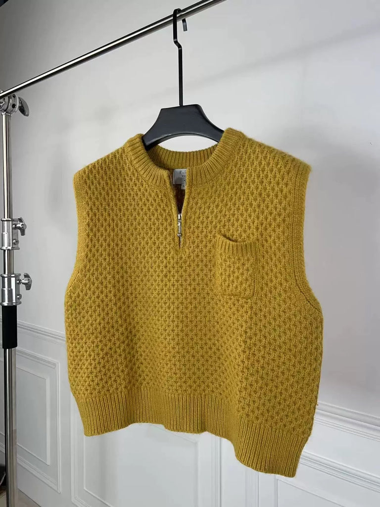 FDM Honeycomb Zip Knit Vest