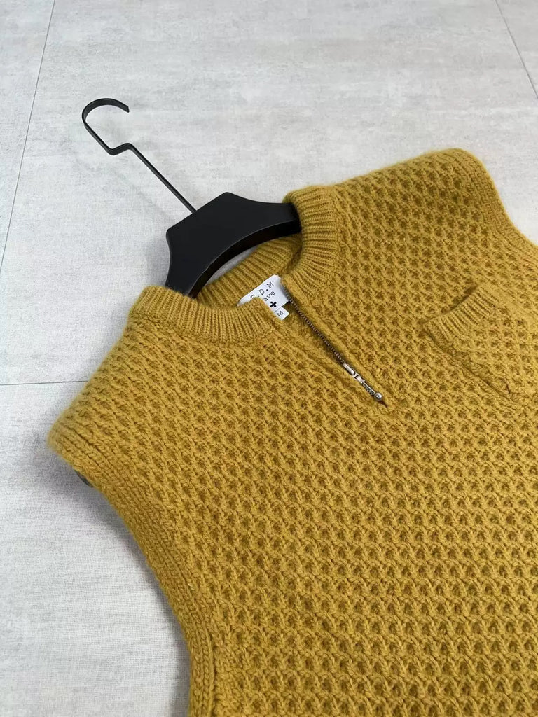 FDM Honeycomb Zip Knit Vest