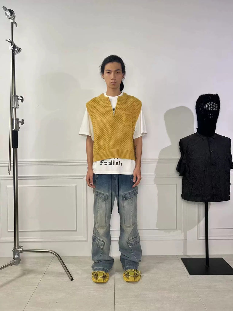 FDM Honeycomb Zip Knit Vest