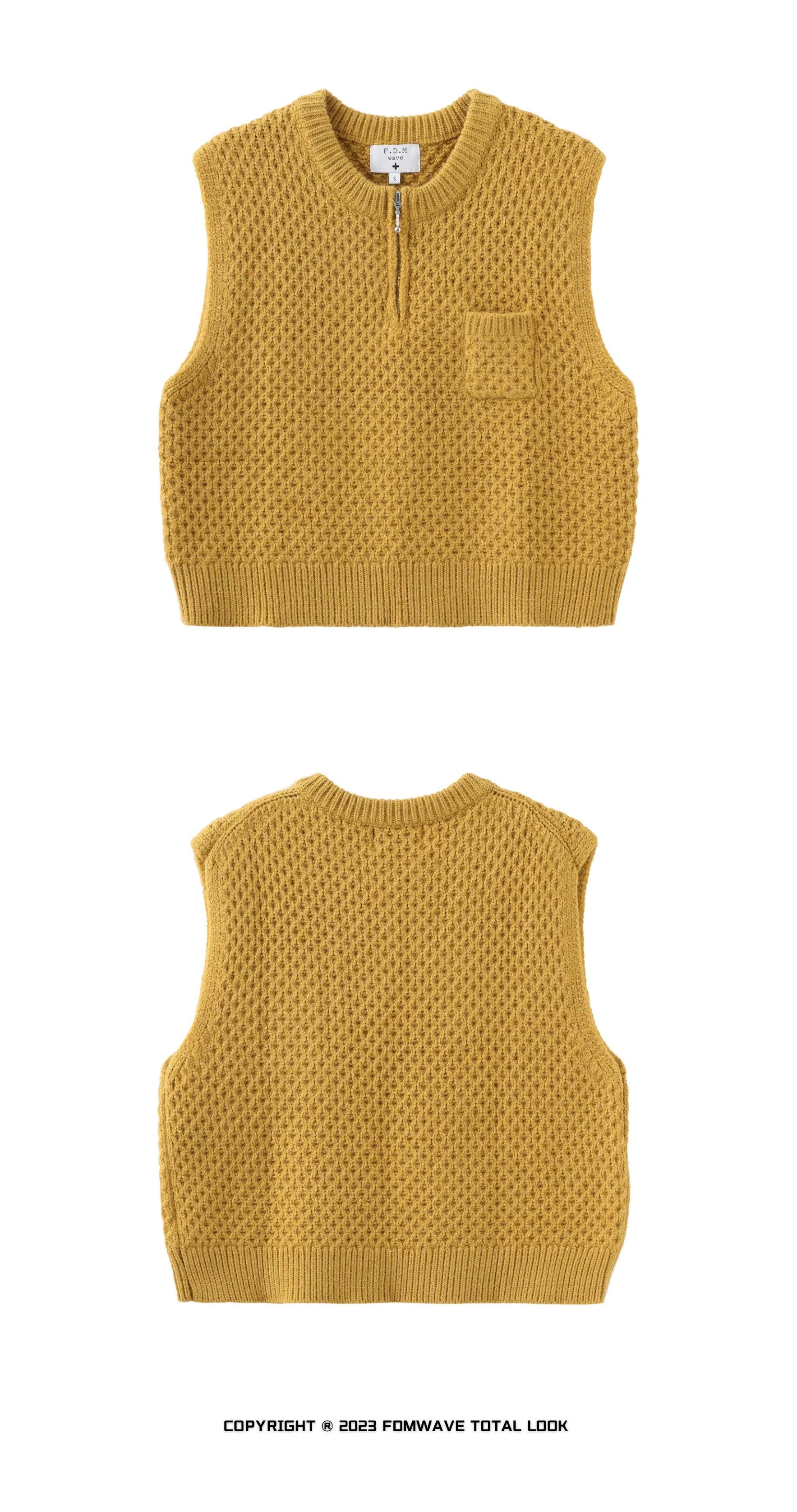 FDM Honeycomb Zip Knit Vest | Vintage9ja