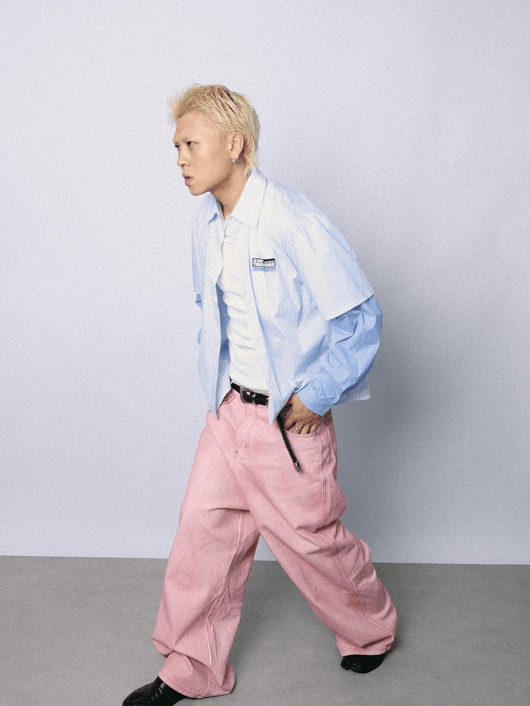 2359TIMES Dual-sleeve Hybrid Stripe Workshirt