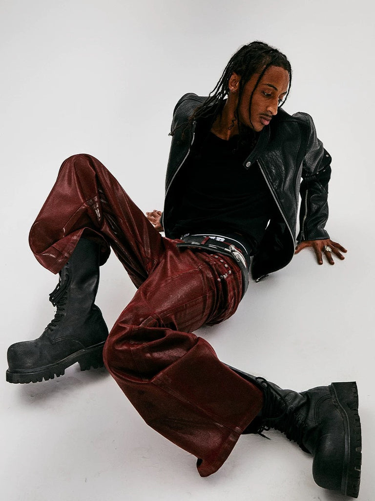 FLYERRER Heavy-Duty Glossy Flared Jeans