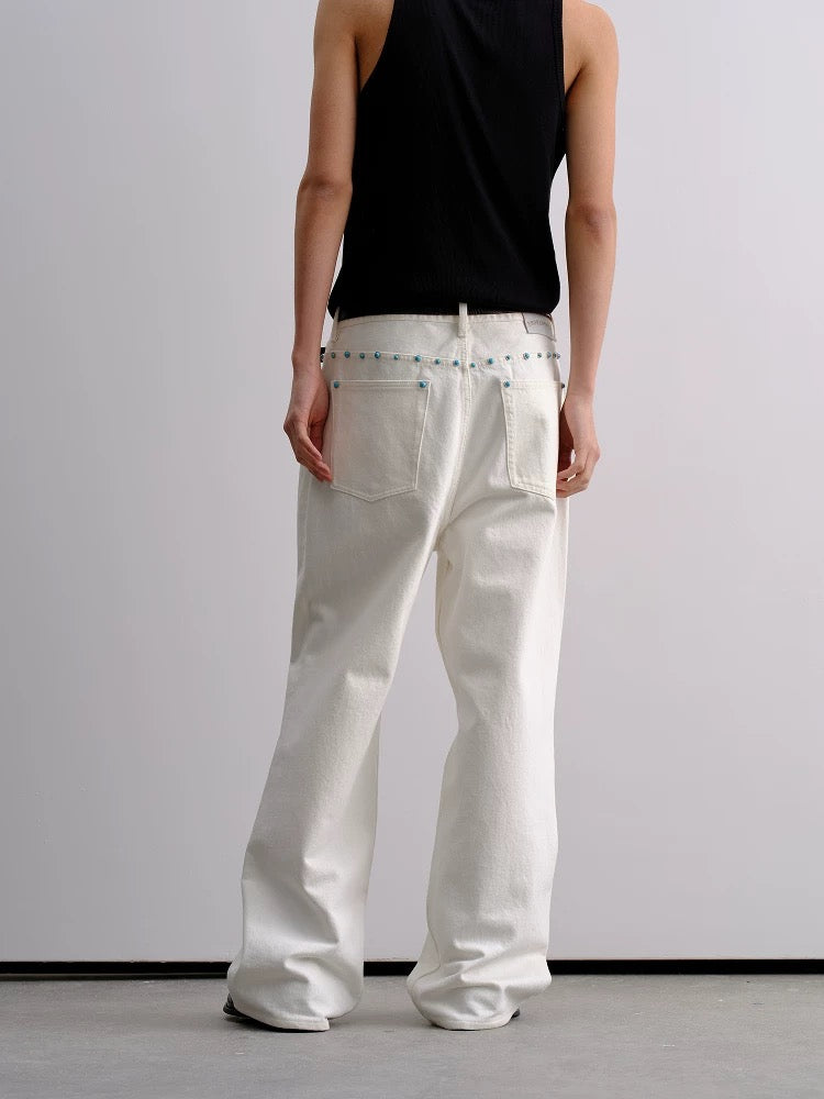 Brokenonyx Turquoise Embellished Jeans