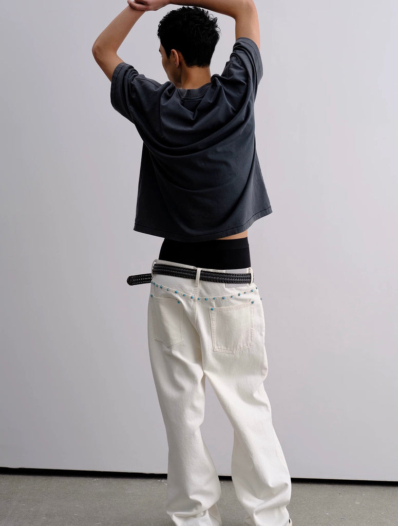 Brokenonyx Turquoise Embellished Jeans