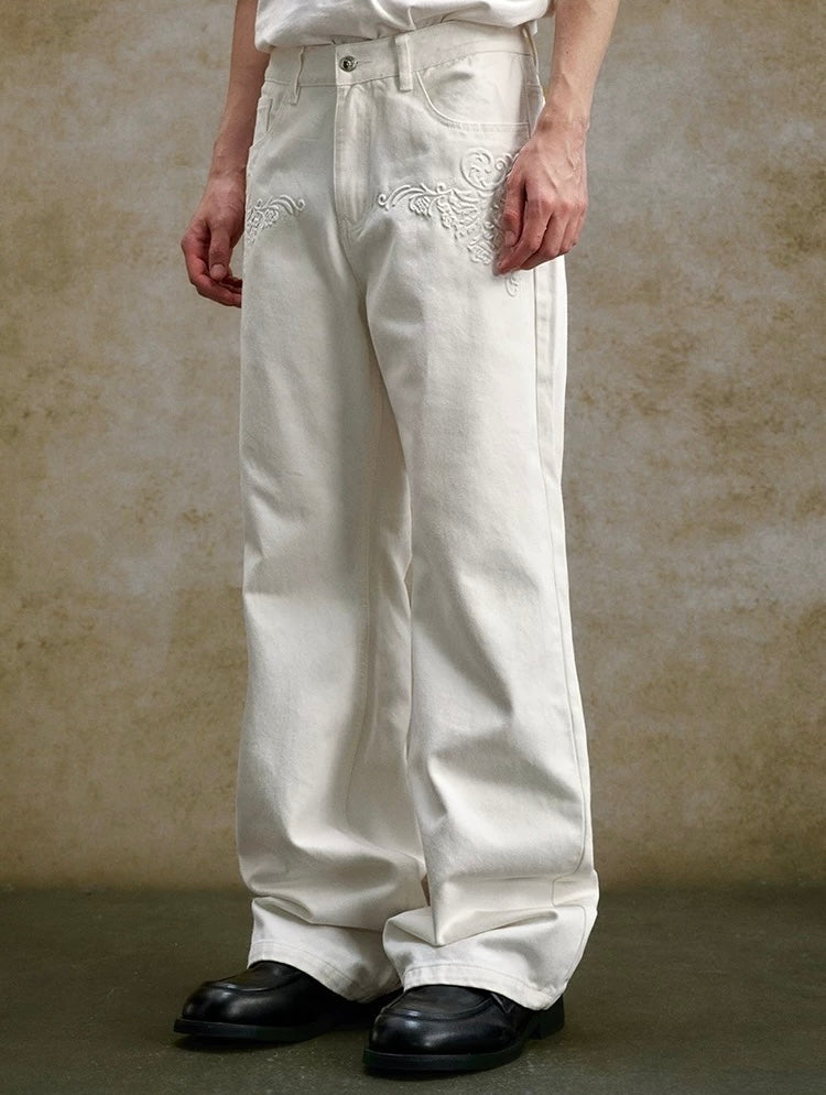 Yadcrew Ornate Crest Wide-leg Denim