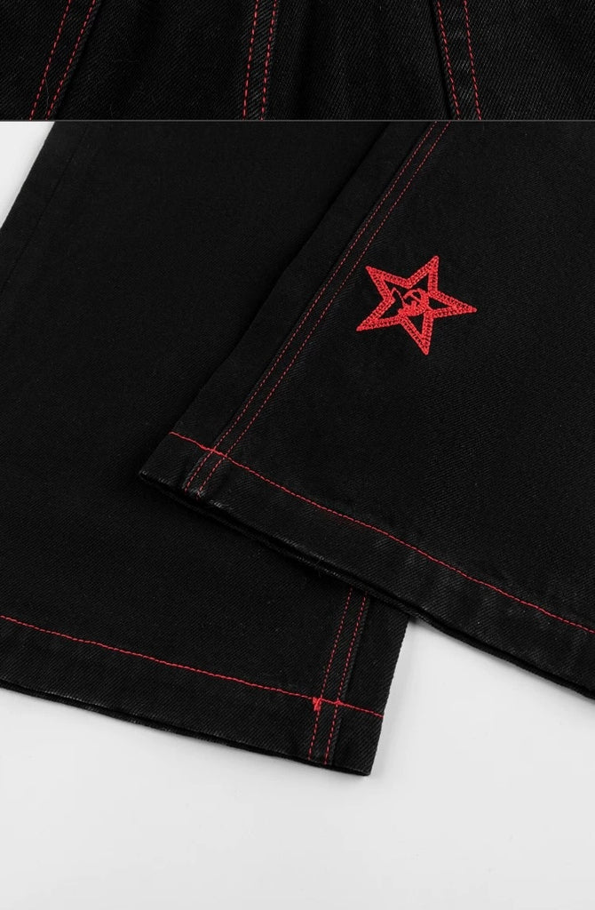 VETERANBOI Redstitch Studded Black Denim