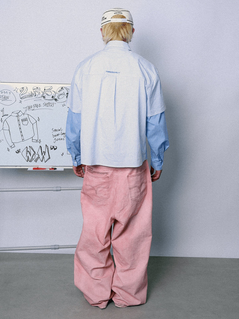 2359TIMES Dual-sleeve Hybrid Stripe Workshirt