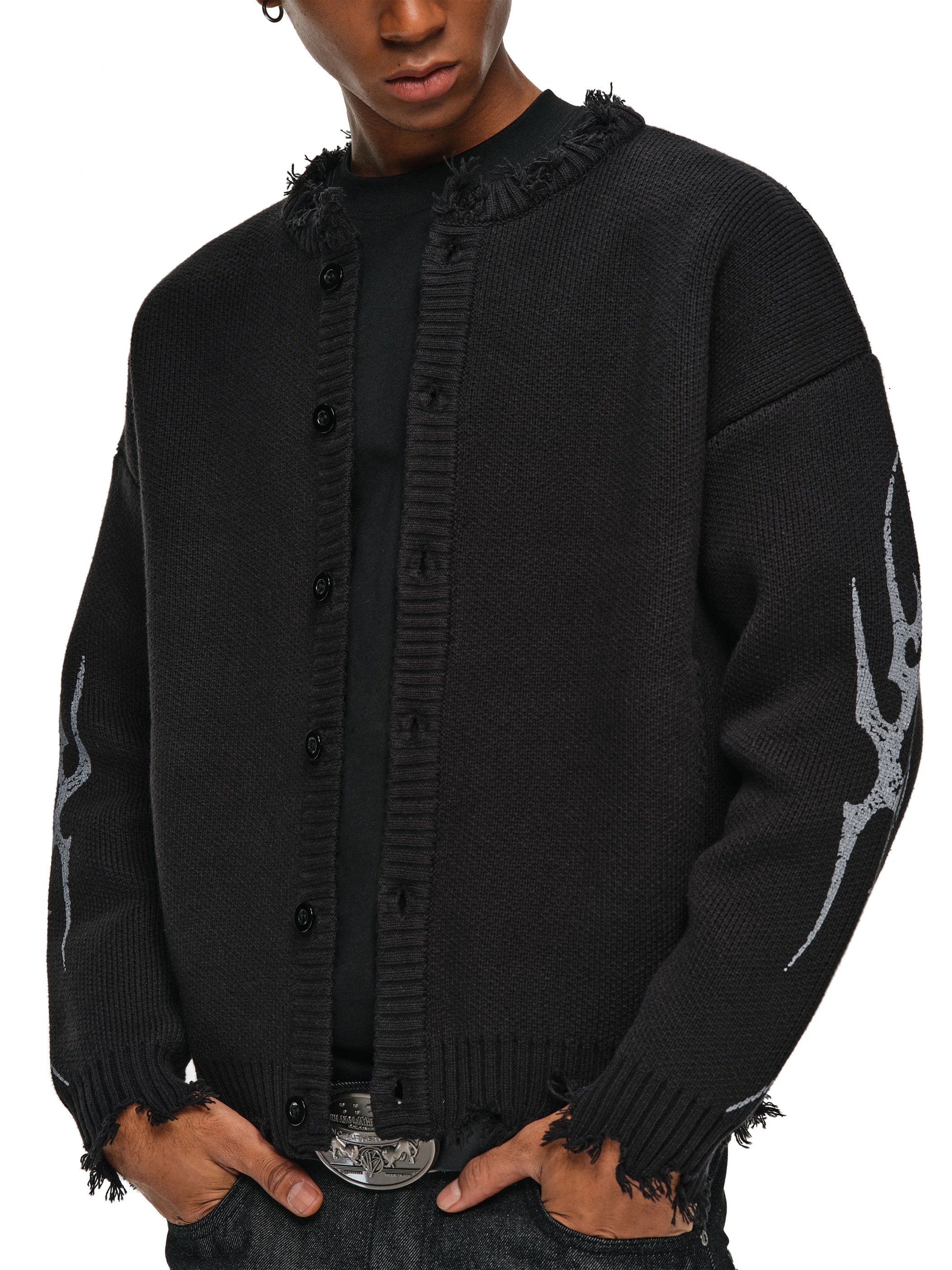 ANTIDOTE Gothic Distressed Knit Cardigan | Vintage9ja