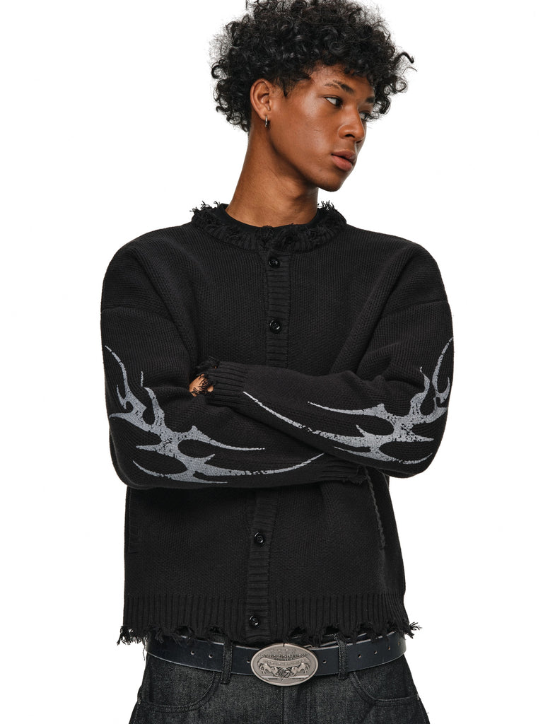 ANTIDOTE Gothic Distressed Knit Cardigan