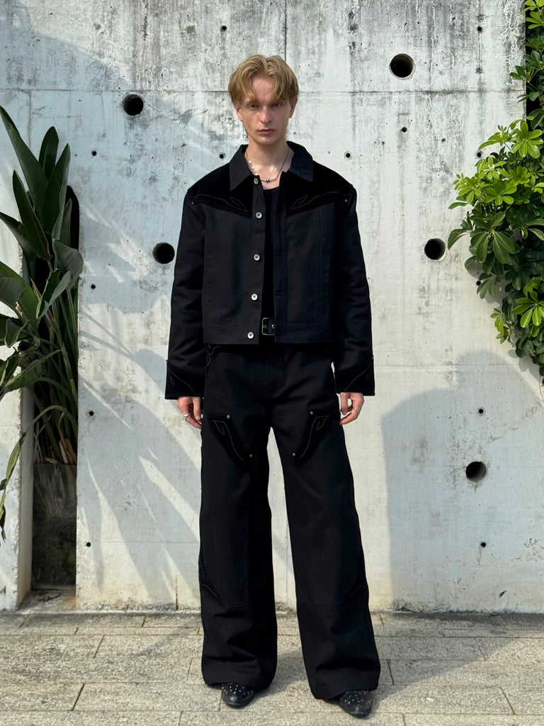 Esaias Rune Embroidered Velvet Trousers