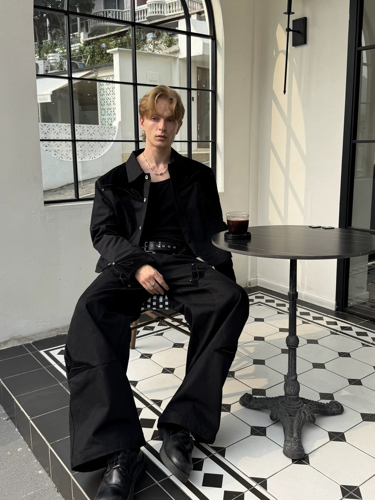 Esaias Rune Embroidered Velvet Trousers