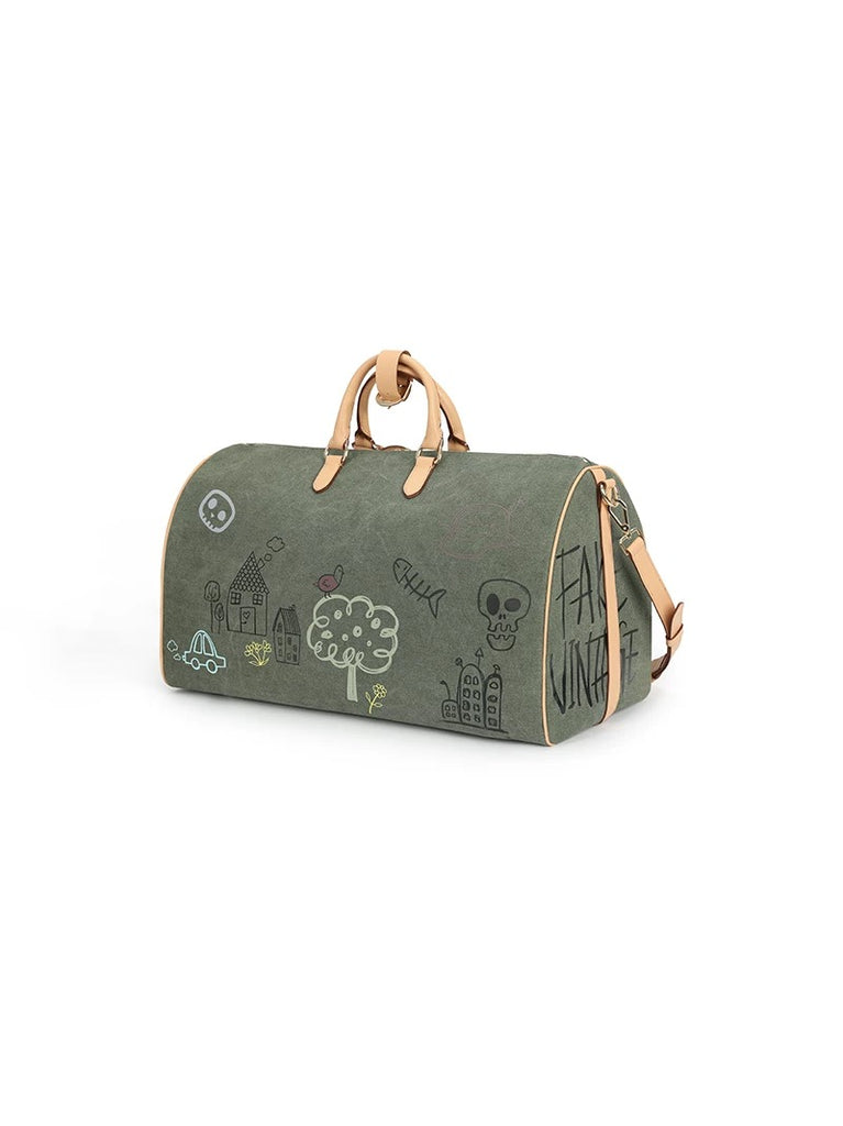 FakeVintage Graffiti Canvas Duffel