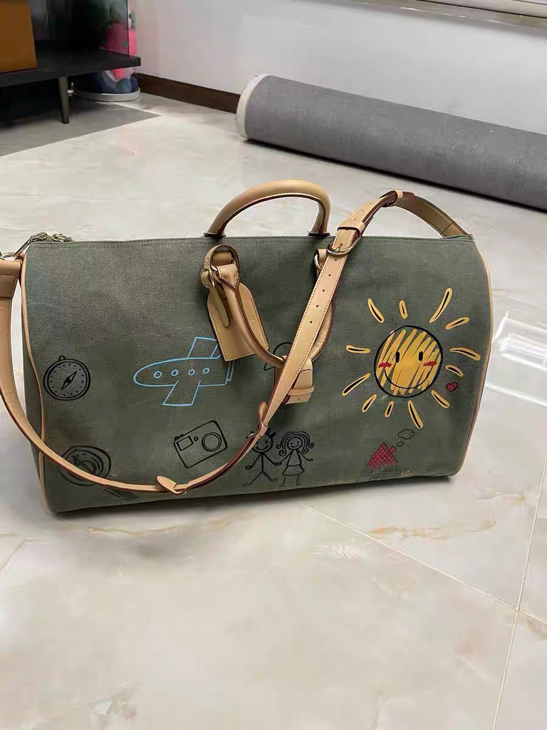 FakeVintage Graffiti Canvas Duffel