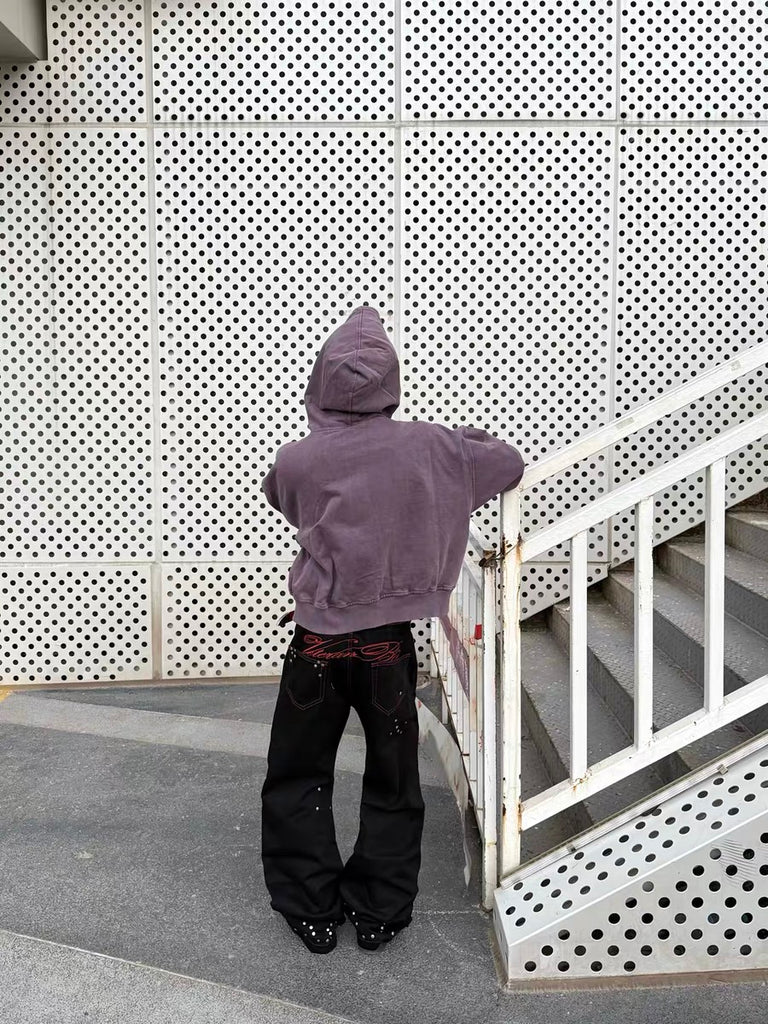 VETERANBOI Redstitch Studded Black Denim