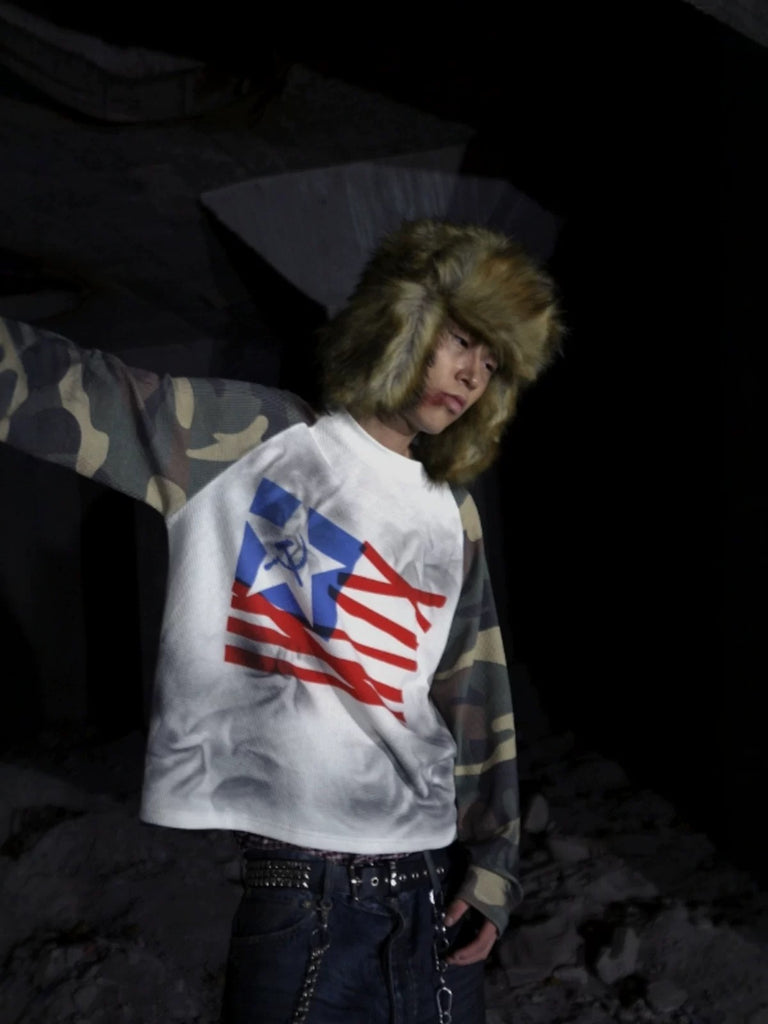 99CLUB 275G Raglan Waffle Long Sleeve