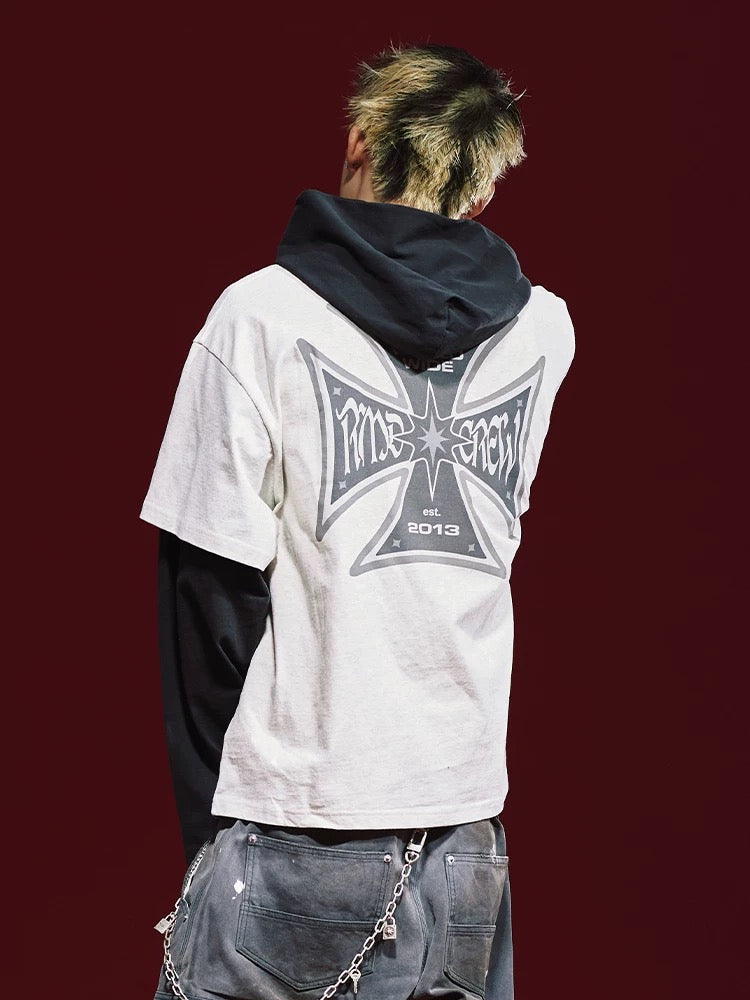 Remedy Layered Cross Hoodie Tee