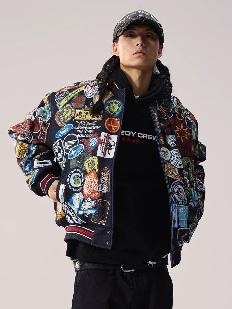 REMEDY Patchwork Chaos Varsity Jacket