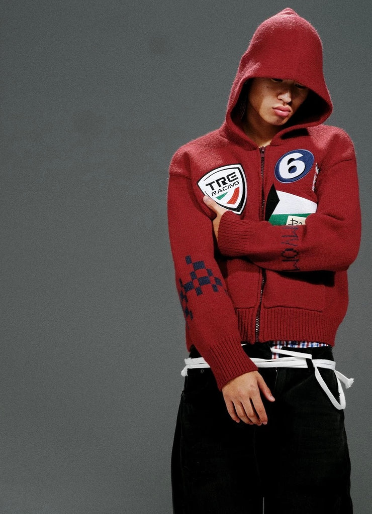 TRE Racing Patchwork Knit Zip Hoodie