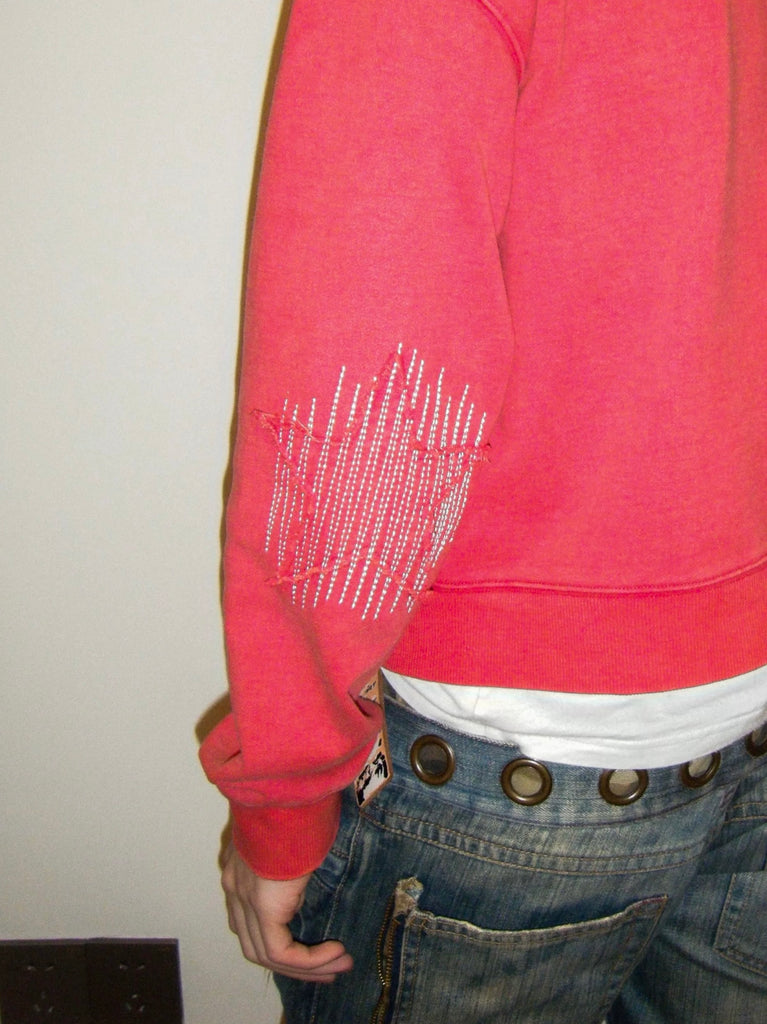 Mandarin Distressed Zip Hoodie