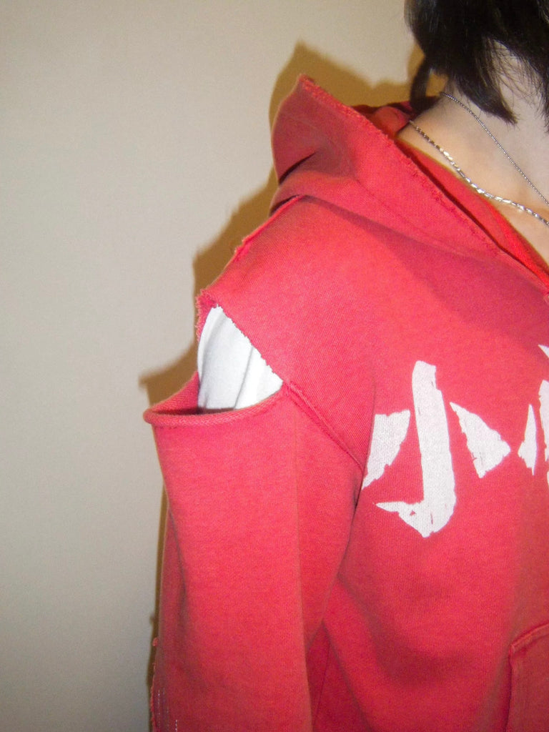Mandarin Distressed Zip Hoodie