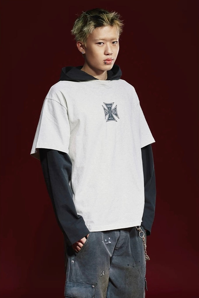 Remedy Layered Cross Hoodie Tee