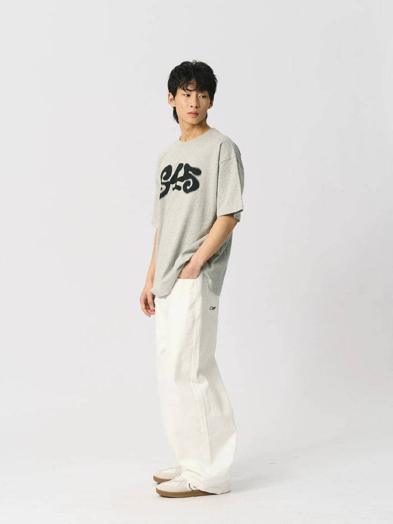 S45 Wide Leg White Denim