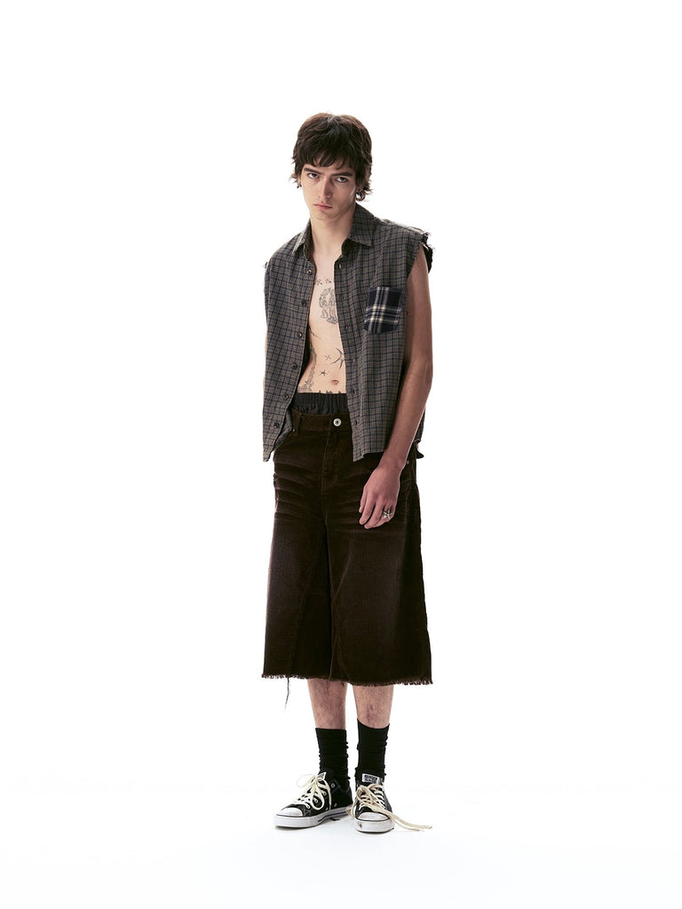 No E mosen Corduroy Patchwork Shorts