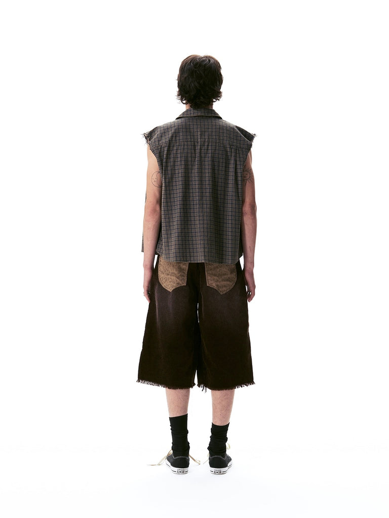 No E mosen Corduroy Patchwork Shorts