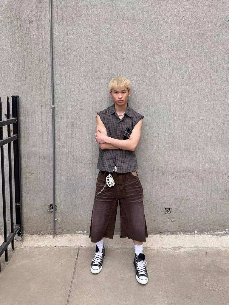 No E mosen Corduroy Patchwork Shorts