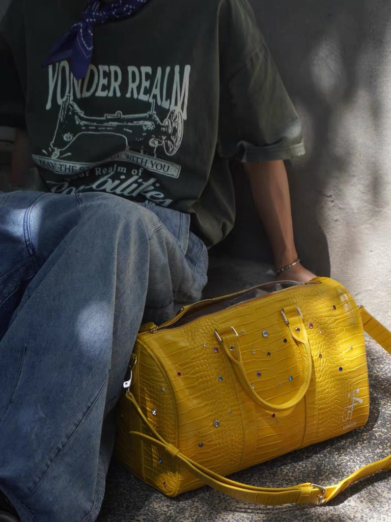 S45 Croc-Embossed Crystal Duffle