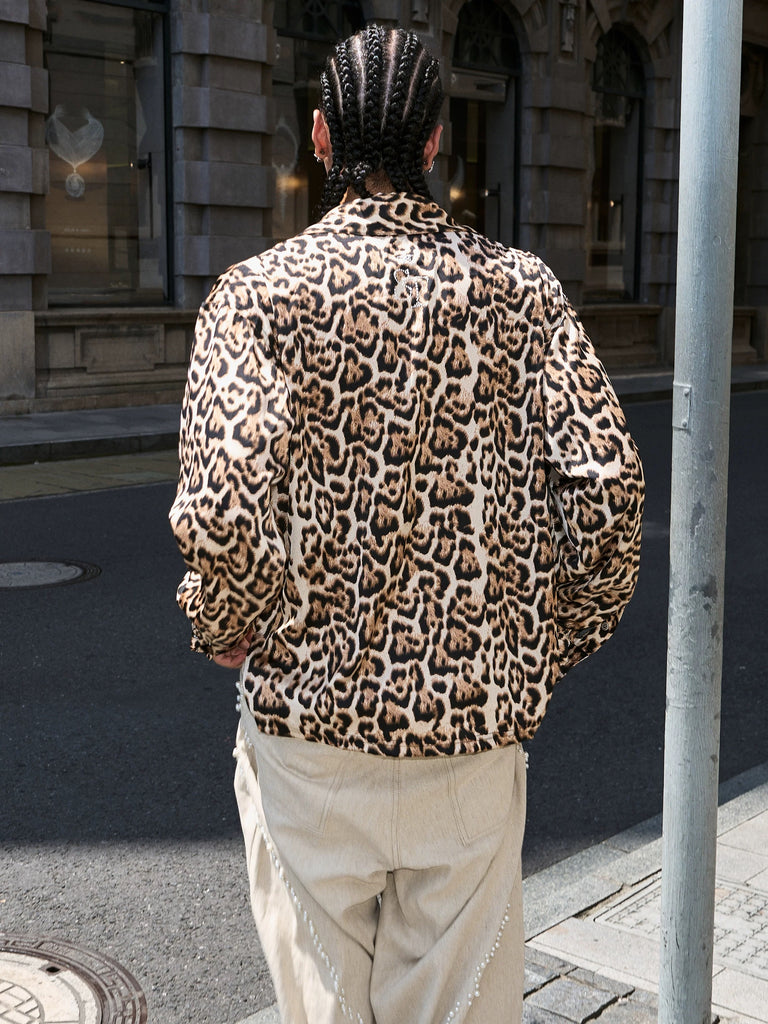 STEEPC Leopard Print Button-Up Shirt