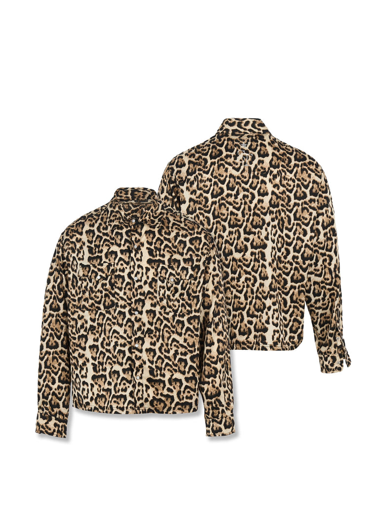 STEEPC Leopard Print Button-Up Shirt