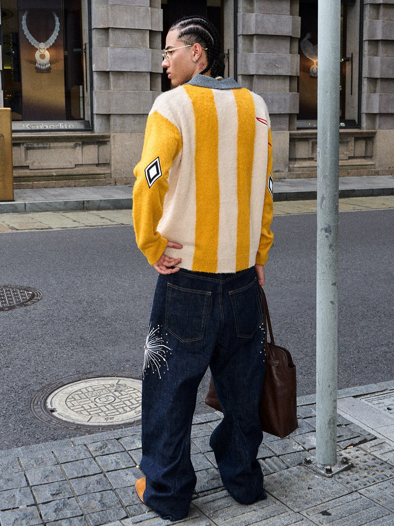 STEEPC Striped Knit Polo Sweater