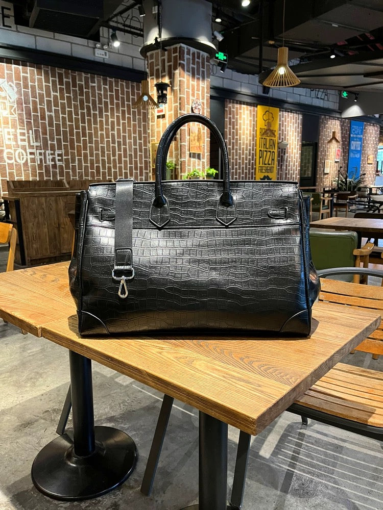 NOIR ARMOUR XL Croc-Embossed Weekender Bag