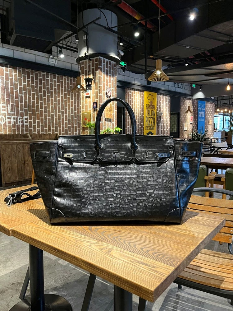 NOIR ARMOUR XL Croc-Embossed Weekender Bag