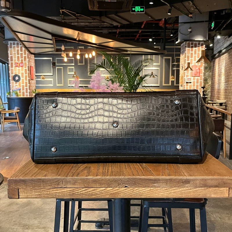NOIR ARMOUR XL Croc-Embossed Weekender Bag