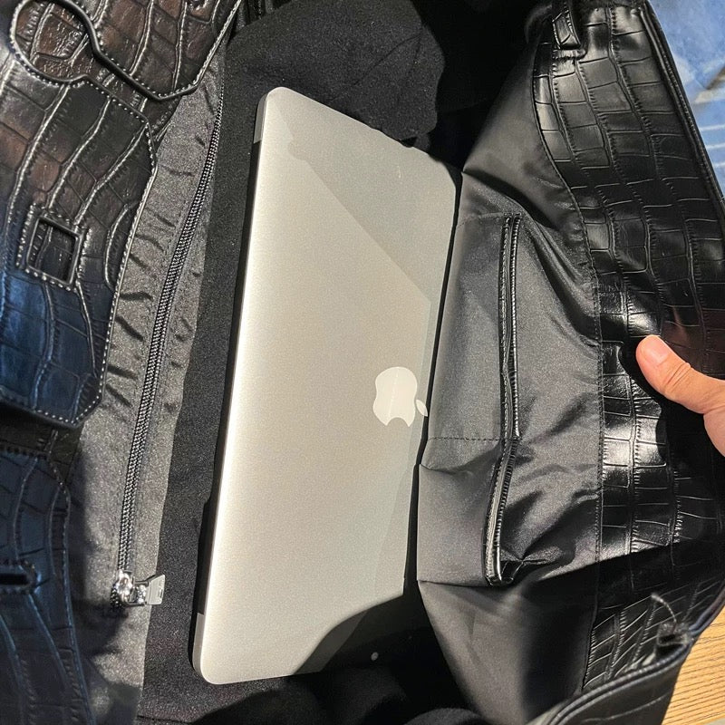 NOIR ARMOUR XL Croc-Embossed Weekender Bag