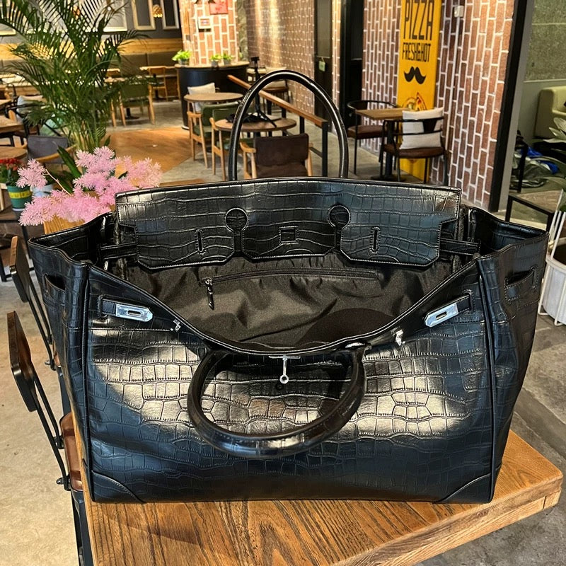 NOIR ARMOUR XL Croc-Embossed Weekender Bag