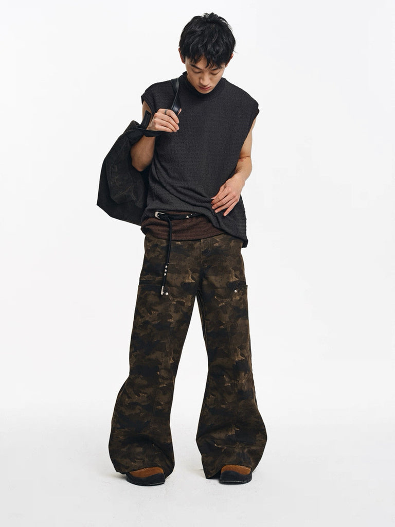LIMPIDOCULUS Wide-leg Camo Cargos