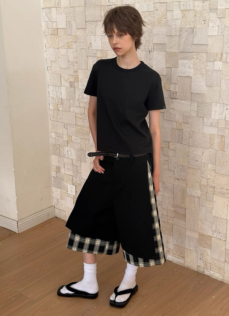 CasseSango Layered Plaid Shorts